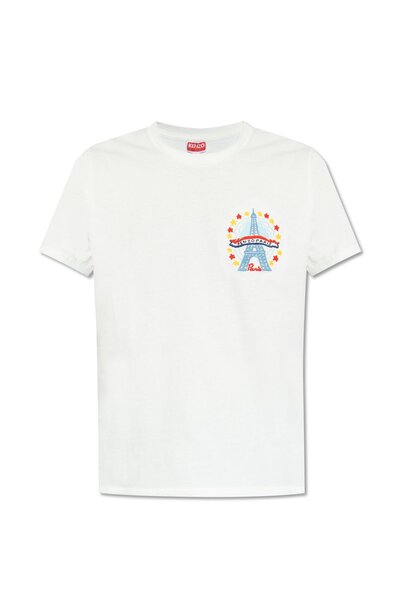 Kenzo 남성 로고 자수 크루넥 티셔츠