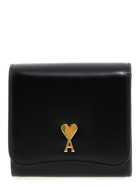 AMI 여성 Paris Ami de Coeur 로고 플라크 폴드오버 탑 지갑