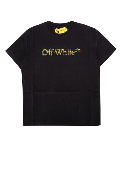 Off-White Kids 로고 스케치 크루넥 티셔츠