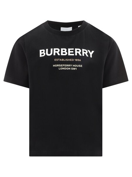 Burberry Kids 로고 프린트 크루넥 티셔츠
