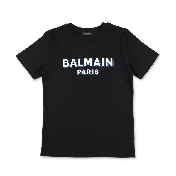 Balmain Kids 로고 프린트 크루넥 티셔츠